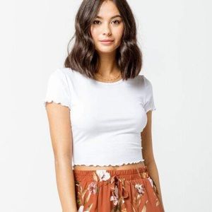 John Galt Brandy Melville lettuce t shirt white